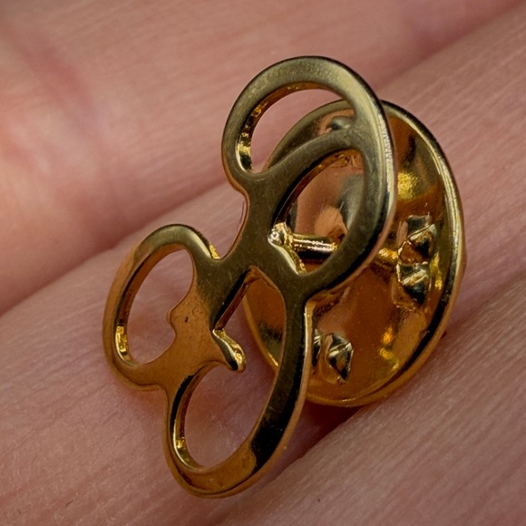 Vintage Gold Tone Metal Monogram Lapel Pin Brooch, Jewelry - Picture 4 of 10